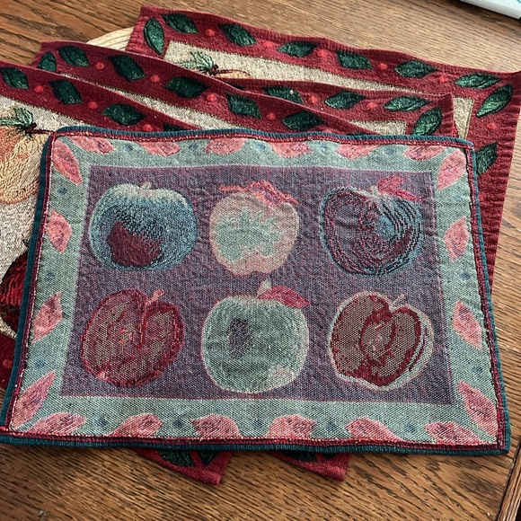 Vintage Tapestry Apple Prints  6pcs Table Cloth - Picture 4 of 6